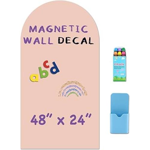 Arch Magnetic Wall Decal - 48" x 24" Matte Finish Chalkboard Sticker for Wall - Magnetic Board for Playroom, Home Classroom(Camel Blush)