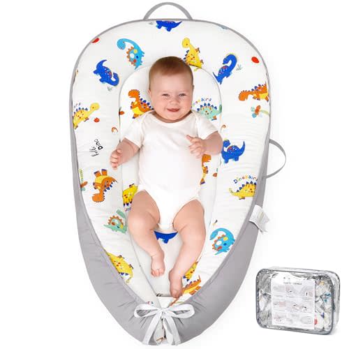 HKAI Baby Lounger – Soft Cotton Infant Floor Seat for Newborn to 24 Months, Portable Baby Essentials for Boys & Girls, Travel-Friendly Baby Lounge Pillow