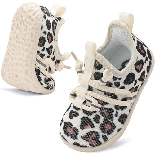 Besroad Baby First Walking Shoes Boys Girls Infant Sneakers Crib Shoes Breathable Lightweight Slip On Shoes Beige Leo 0 Months-6 Months