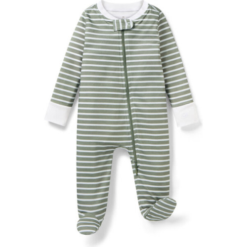 Pima Cotton Romper, Sage Stripe - Petite Plume | Maisonette