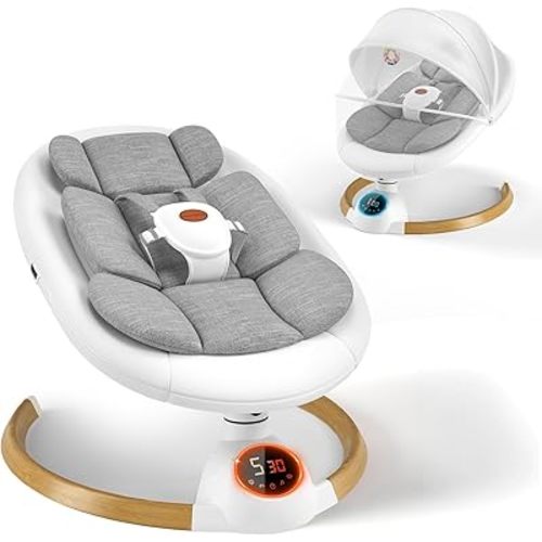 Baby Swings for Infants, Electric Baby Swing with 5 Speeds and Preset Lullabies, Portable Bluetooth Swings for Indoor & Outdoor Use