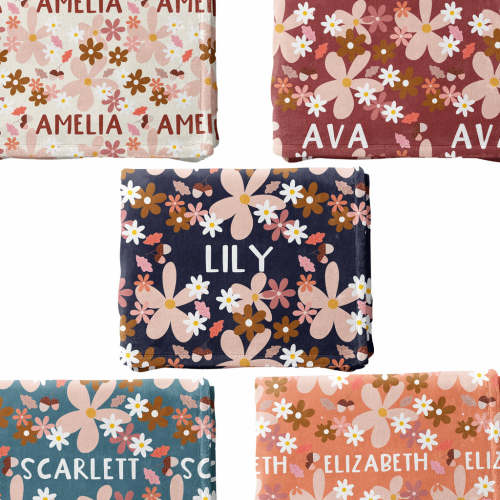 Personalized Fall Floral Blanket - Custom Autumn Home Decor – The Little Lemons Company