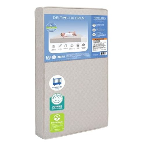 Delta Children Twinkle Stars 4" Mini Crib Mattress,Firm, Royal Blue
