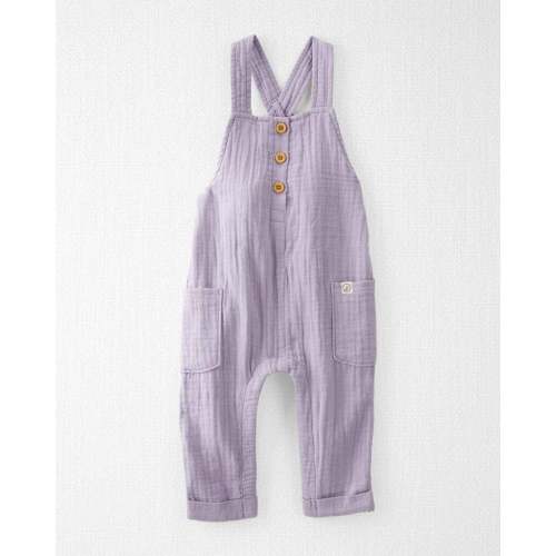 Baby Organic Cotton Gauze Overalls in Lilac, 3 M