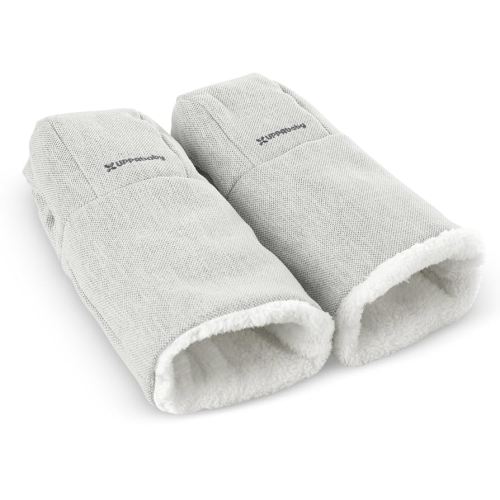 UPPAbaby CozyHandmuff/Easily Attaches to Stroller Handlebars/Ultra-Plush, Weather-Proof Hand Protection/Anthony (White and Grey Chenille)