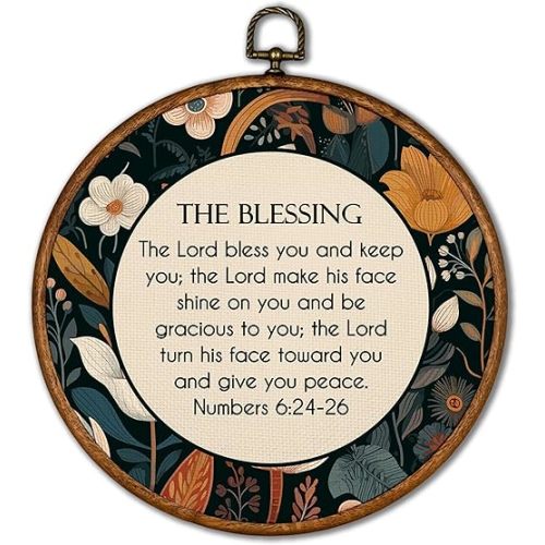 KSDUT Christian Wall Decor Art - Vintage Flowers Trendy Retro Wall Art Canvas Frame Hanging Prints, Bible Verse Preppy Round Wall Art Decor for Grandmillennial Home Bedroom Decorations 10"x10"