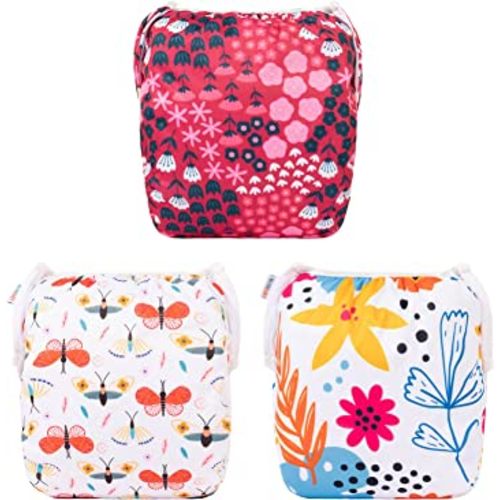 ALVABABY Cloth Swim Diaper 3pcs Baby/Toddler/Infant Snap Reusable Adjustable Swimming Diaper Baby Boy and Girl 3SWY32 Small (Pack of 3)