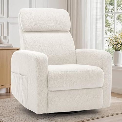 Korser Power Swivel Recliner Chairs for Adults, Electric Glider Rocking Chair Nursery, Glider Recliner Nursery Chair with Classified Side Pocket, Nursery Rocking Chairs with USB and Type-C Ports