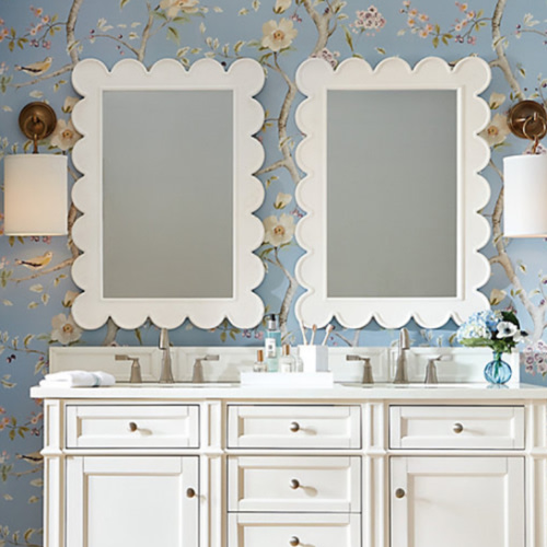 Hayli Scallop Mirror with Raised Lip Frame & Hand Finished Design