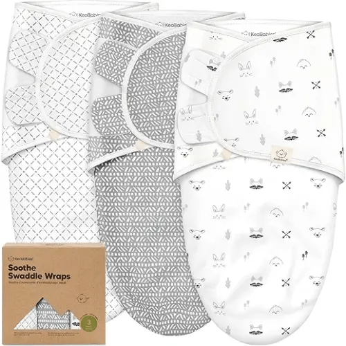KeaBabies 3-Pack Organic Baby Swaddles for Newborns, Infant (Nordic, 0-3M) | Baby Girls, Boys, Soft Organic Cotton, Newborn Swaddle Sleep Sack, Nursery Swaddling Blankets