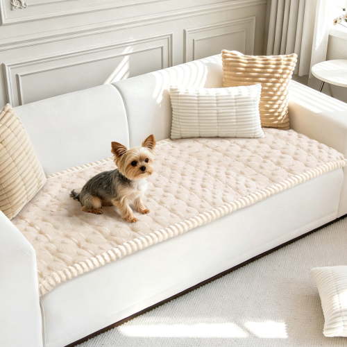 WETRBWEH Pet Couch Covers for Dogs,Washable Sofa Slipcovers Soft Thick, Non Slip Sofa Pad Blanket, Couch Protector from Pets, 27"x71", Beige