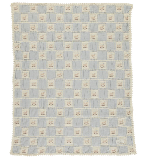 Blue Rocking Horse Patchwork Blanket – Soft Baby Blanket