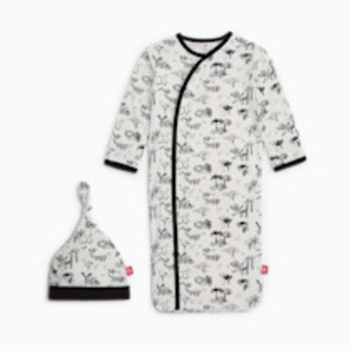 Magnetic Me Modal Magnetic Gown & Hat Set - Black & White Animal Safari, 0-3 M