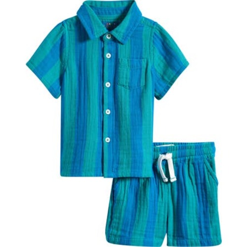 Print Cotton Button-Up Shirt & Shorts Set, 9-12M