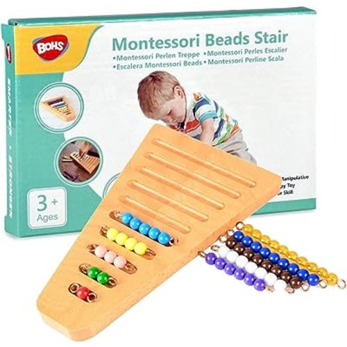 BOHS Montessori Bead Stair Set, 1-10 Counting, with Sorting Tray- Compact Educational Toy for Preschool Learning