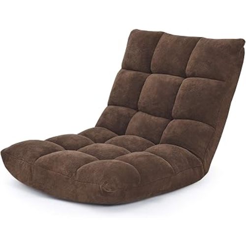 DORTALA Floor Chair with Back Support, Adjustable 14-Position Floor Gaming Chair with Alloy-Steel Frame and Sponge Filling, Couch Recliner Lazy Sofa for Reading Meditating, Brown