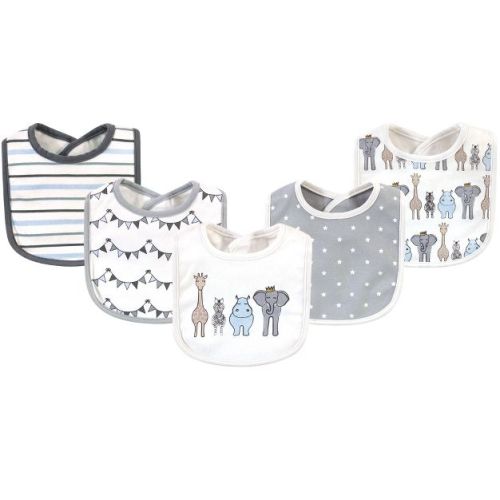 Hudson Baby Infant Boy Cotton Bibs 5pk, Royal Safari, One Size