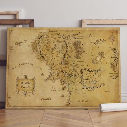 Middle Earth Map Poster / LOTR Wall Art / Game Print / Canvas Art Decor