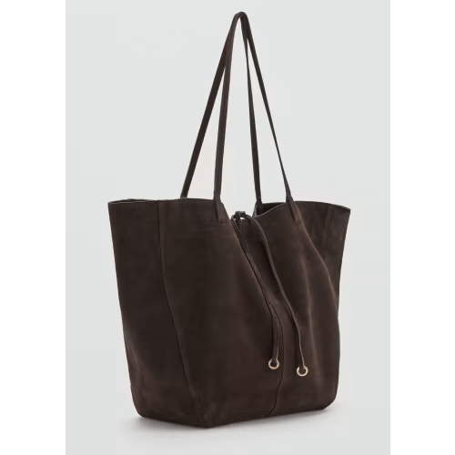 Suede shopper bag with bow closure - Women | MANGO USA