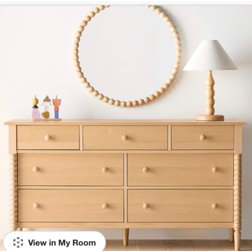 Jenny Lind 62" Natural Maple Wood Extra Wide 7-Drawer Kids Dresser