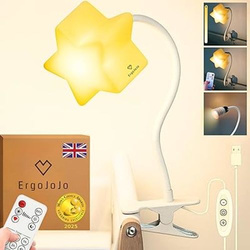 LED Clip On Star Light, Warm & Dimmable Desk Light, Reading Night lamp Newborn Essential for Bedside Bassinet, Nursery Decor, Ideal Baby Gift for Kids Visit The Store