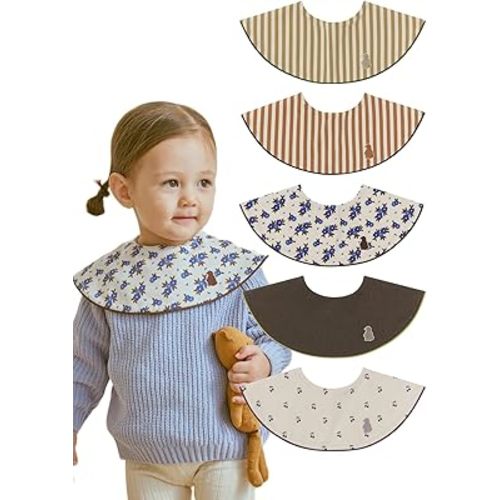 Konny Baby Bib 3/5/7-Pack Set, 360 ​​° Rotate, Soft and Absorbent Drooling for Toddler Boys Girls Baby Essentials