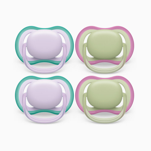 Philips Avent Ultra Air Pacifier, 0-6 Months (4 Pack) - Fresh Lilac/Pastel Green, 4
