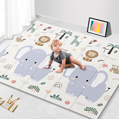 New Noonkty 79" x 71" Extra Large Foldable Non-Toxic Baby Play Mat (Elephant)