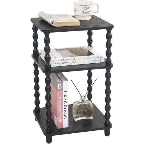 Fultyle Side Table, Small End Table with Storage Shelf, Modern Bedside Table Night Stand for Living Room, Bedroom, Office and Small Spaces (Rustic Brown)