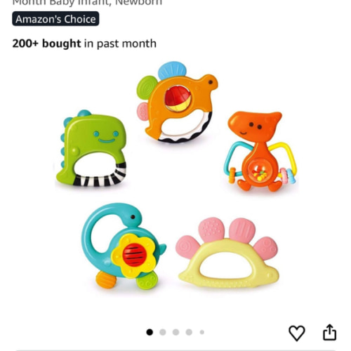 Baby Rattles Sets Teether, Shaker, Grab and Spin Rattle, Musical Toy Set, Early Educational Toys Gifts for 3, 6, 9, 12 Month Baby Infant, Newborn