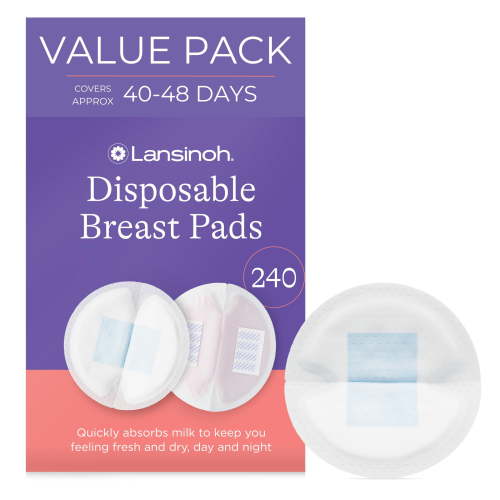 Lansinoh Stay Dry Disposable Nursing Pads, Soft and Super Absorbent Breast Pads, Breastfeeding Essentials for Moms, 240 Count
