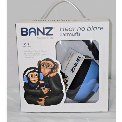 Baby BANZ Hear No Blare Earmuffs Infant Hearing Ear Protection 0-2 Years Blue