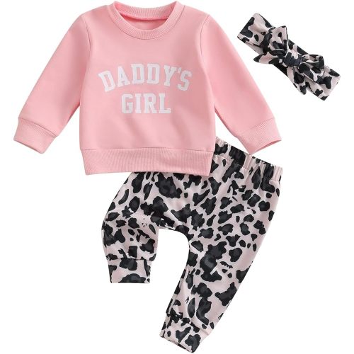 3Pcs Baby Girl Outfits Daisy Sweatshirt + Pants + Headband Infant Fall Winter Clothes