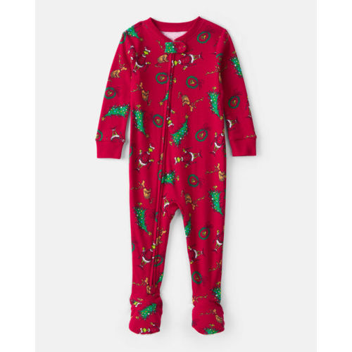 Baby Dr. Seuss™ The Grinch Print 100% Cotton Long-Sleeve Snug Fit 1-Piece Pajamas - Red - Carter's | Carter's