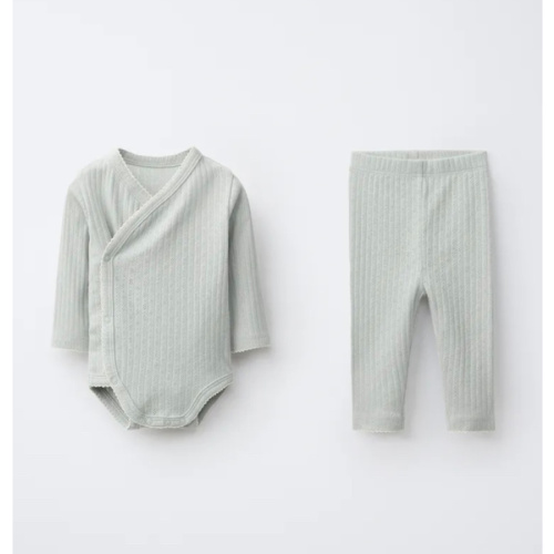 CONTRAST STITCH POINTELLE WRAP BODYSUIT AND LEGGINGS SET - Sea green | ZARA United States