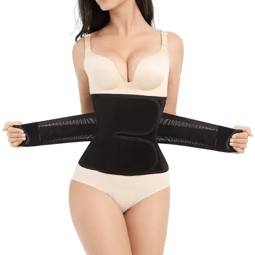 Postpartum Belly Band,C Section Belly Binder Wrap,Abdominal Binder Post Surgery Girdle,Tummy Tuck Postpartum Essentials Waist Trainer Black Medium