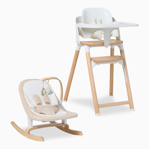 Lalo 7-in-1 High Chair + Newborn Rocker Bundle - Coconut