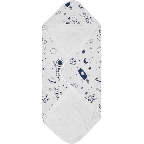 Space Pattern Baby Towel 100% Cotton Hooded Towels 30x30 Inch Ultra Soft and Absorbent Bath Towels for Babies, Perfect for Boys Girls