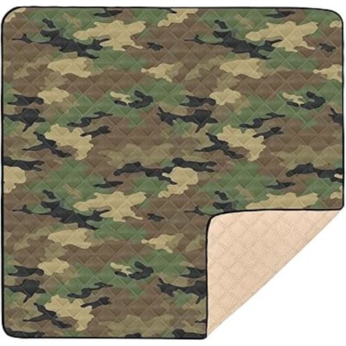Army Camouflage Soft Padded Baby Play Mat for Floor Lightweight Playroom Activity Mat for Baby Kids Toddlers Infants, 50'' x 50''