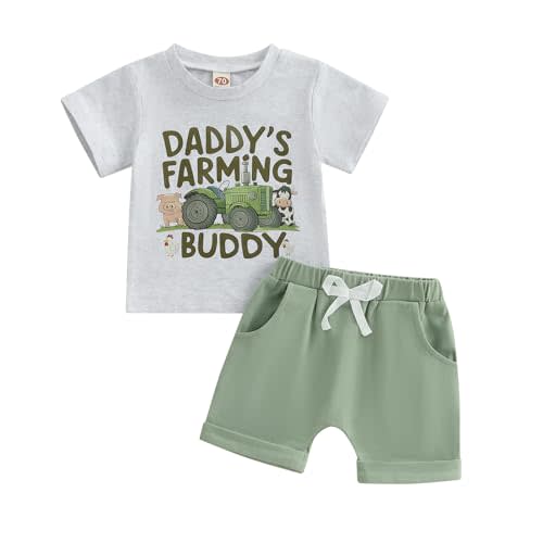 Beautooly Baby Boy Cute Letter Short Sleeve Shirt Top Elastic Waist Shorts Toddler Summer Outfits