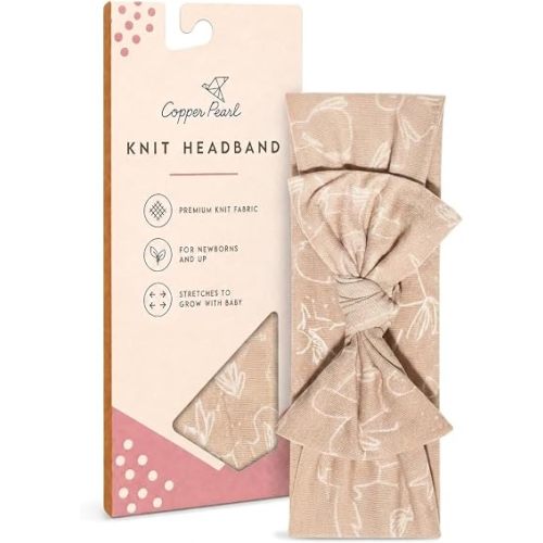 Copper Pearl Baby Bows: Soft and Stretchy Headbands for Baby Girls, Newborn and Toddler Hair Bows and Accessories, Stylish Bow Headband, Sandy