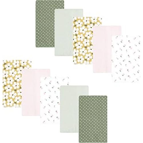 Luvable Friends Hudson Baby Flannel Burp Cloths 10pk, Green Garden