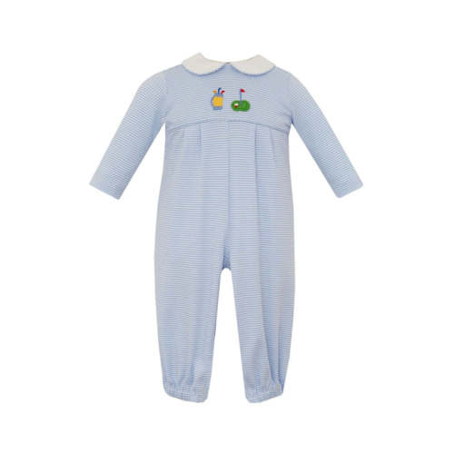 Golf Light Blue Stripe Knit Boy Romper