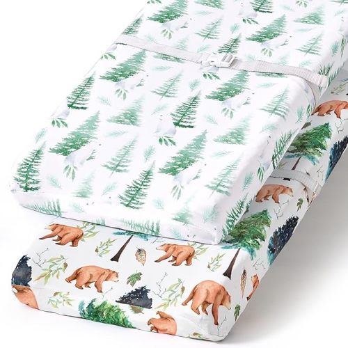 BROLEX Changing Pad Covers for Baby: Boy Girls Ultra Stretchy Soft 2 Pack, Brown Polar Bears
