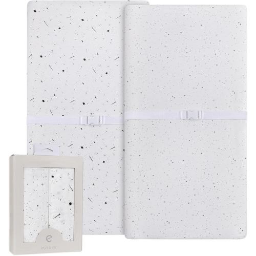 Ely’s & Co. Changing Pad Cover, Diaper Changing Table Sheets, 2 Pack, Cradle Sheet Set for Baby Boys/Girls, 100% Jersey Knit Cotton, Black and White Celestial Collection, 32”x16”x5”