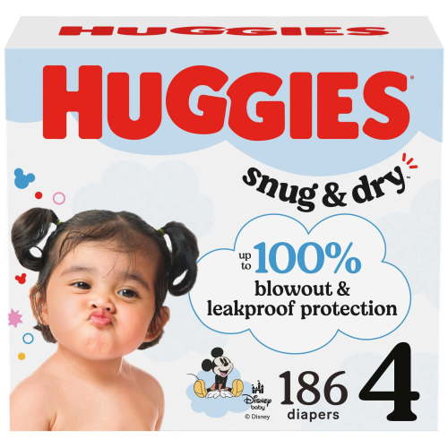 Huggies, Baby Diapers, Size 4 (22-37 lbs), Snug & Dry with Leak Lock