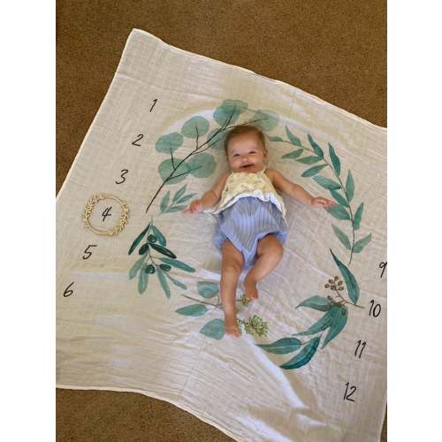 Miaoberry Eucalyptus Milestone Blanket| Gender Neutral