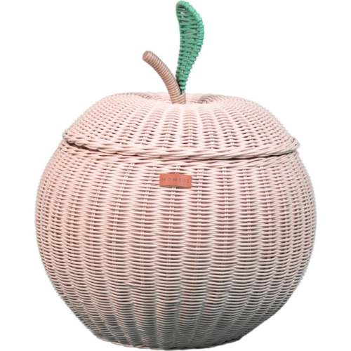 Apple Handcrafted Rattan Storage Basket With Removable Lining, Soft Pink - MOMIJI Storage | Maisonette