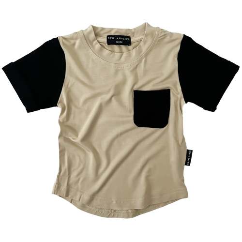 BAMBOO POCKET TEE - SAND COLOR BLOCK – REMI + RAE CO.