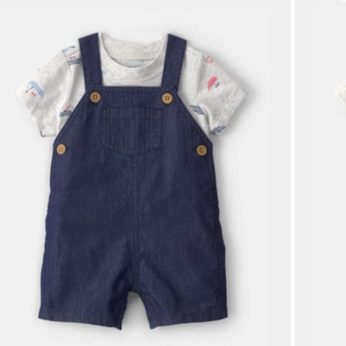 Baby Boy 2-Piece Boat Romper Set - Blue/Grey | Carter's